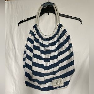 Abercrombie & Fitch Vintage Y2K Canvas Tote Hobo Beach Bag Blue & White Striped